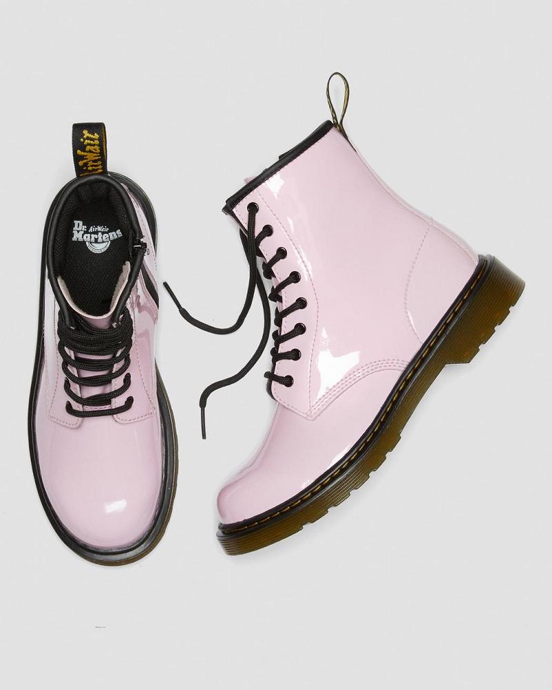 Kids' Dr Martens Youth 1460 Patent Leather Lace Up Boots Pink | AU 712EBC